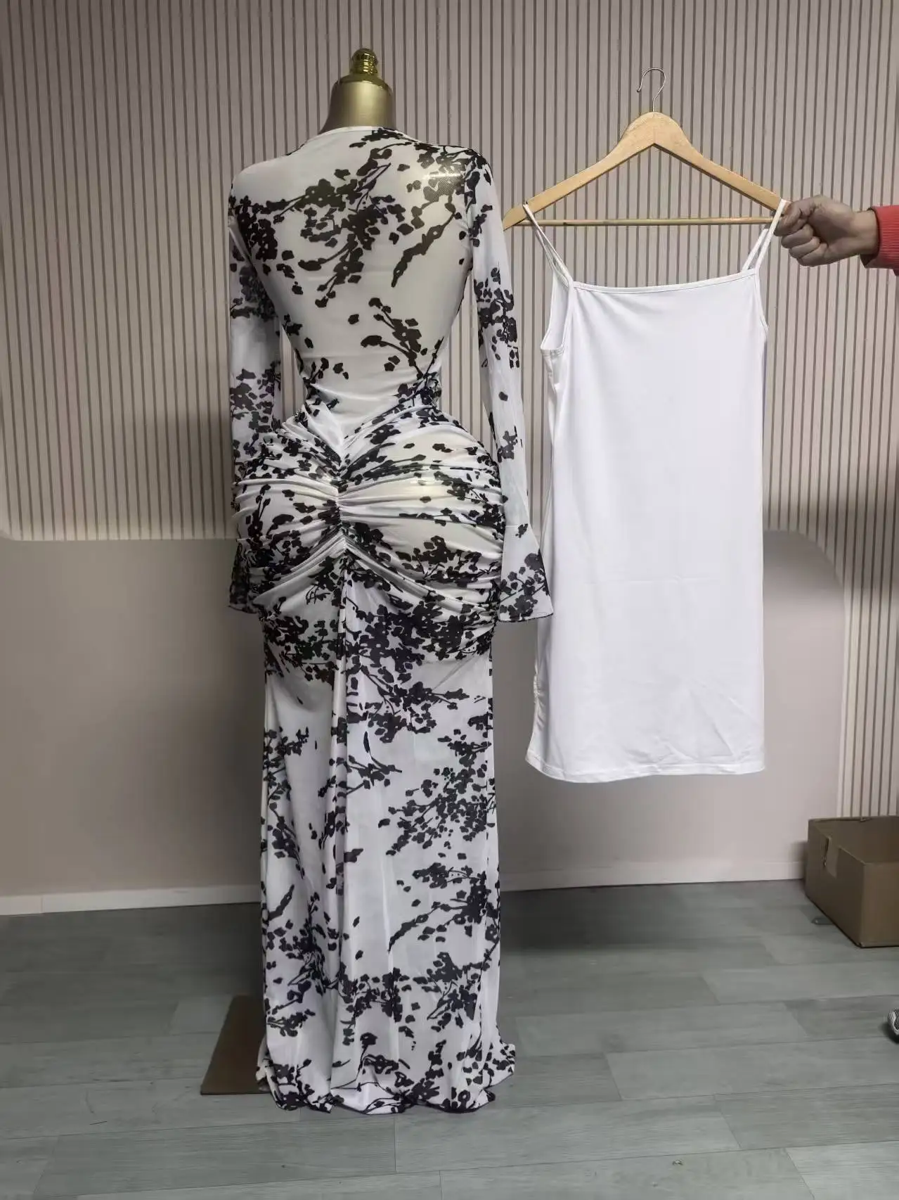 CM.YAYA Women Floral Print See Though Bodycon Floor Length Long Dress 2026 Spring Birthday Vacation Street Maxi Dresses Vestidos CM.YAYA Women Floral Print See Though Bodycon Floor Length Long Dress 2026 Spring Birthday Vacation Street Maxi Dresses Vestidos