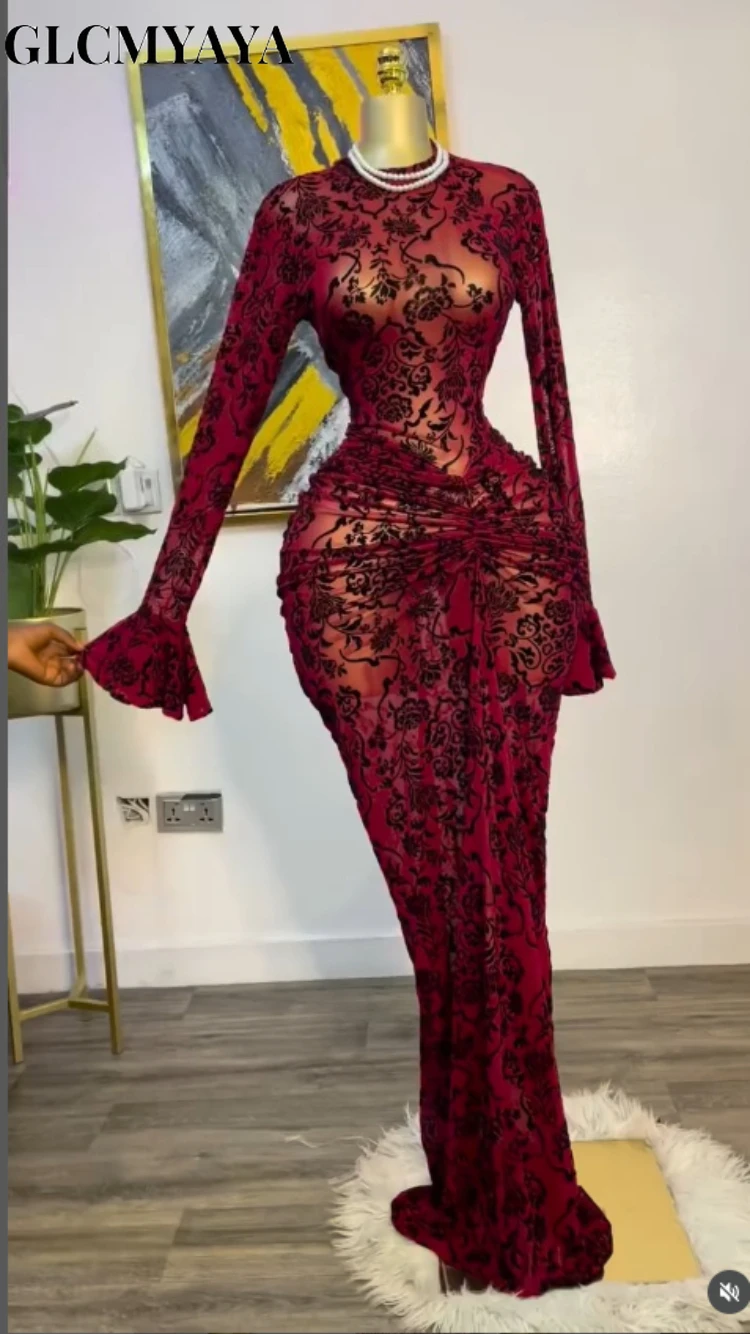 CM.YAYA Women Floral Print See Though Bodycon Floor Length Long Dress 2026 Spring Birthday Vacation Street Maxi Dresses Vestidos CM.YAYA Women Floral Print See Though Bodycon Floor Length Long Dress 2026 Spring Birthday Vacation Street Maxi Dresses Vestidos