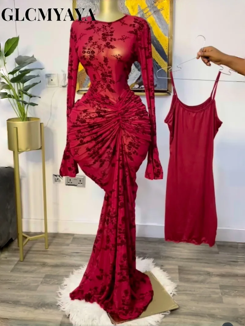 CM.YAYA Women Floral Print See Though Bodycon Floor Length Long Dress 2026 Spring Birthday Vacation Street Maxi Dresses Vestidos CM.YAYA Women Floral Print See Though Bodycon Floor Length Long Dress 2026 Spring Birthday Vacation Street Maxi Dresses Vestidos