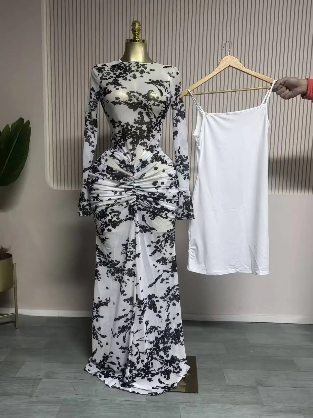 CM.YAYA Women Floral Print See Though Bodycon Floor Length Long Dress 2026 Spring Birthday Vacation Street Maxi Dresses Vestidos CM.YAYA Women Floral Print See Though Bodycon Floor Length Long Dress 2026 Spring Birthday Vacation Street Maxi Dresses Vestidos