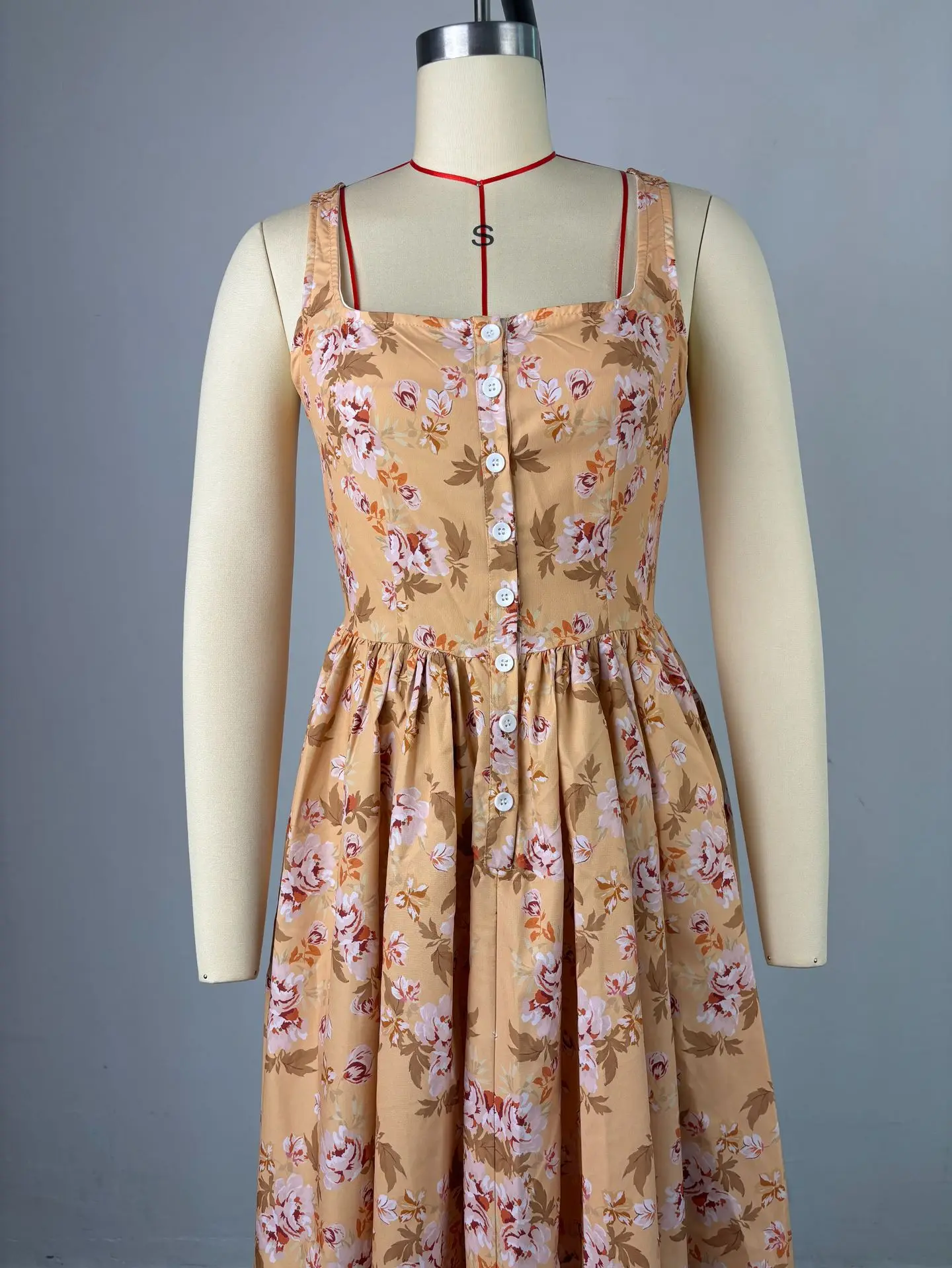 CM.YAYA Women Sleeveless Strap Floral Print Sweet Long Maxi Dress Holiday Beach Evening Sexy Girl Party Pleated Dresses Vestidos