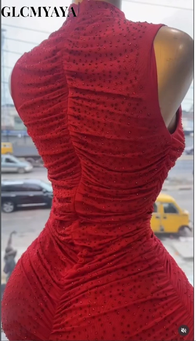 CM.YAYA Women Diamonds Hot Rhinestones Sleeveless Stand Collar Stacked Midi Bodycon Maxi 2026 Holiday Party Trendy Long Dresses CM.YAYA Women Diamonds Hot Rhinestones Sleeveless Stand Collar Stacked Midi Bodycon Maxi 2026 Holiday Party Trendy Long Dresses