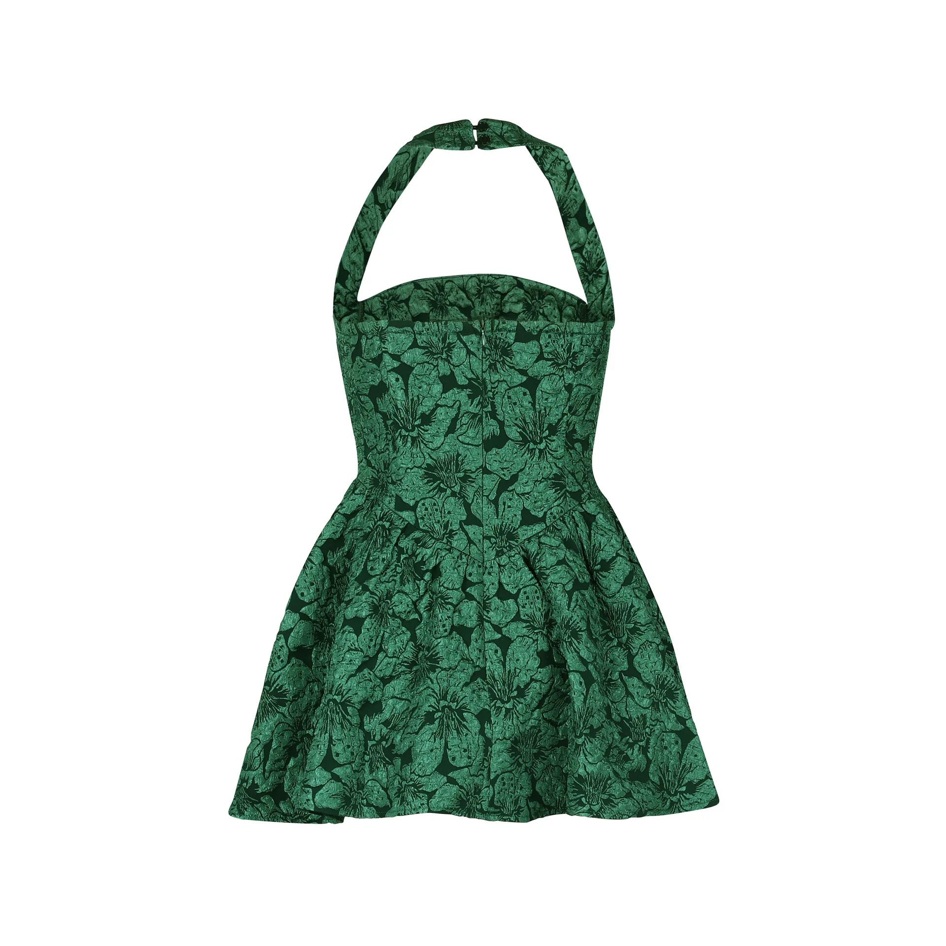 CM.YAYA 2025 Women Strapless Halter Sleeveless Floral Mini Pleated Dress Slim Sexy Lady Street Evening Night Club Party Dresses