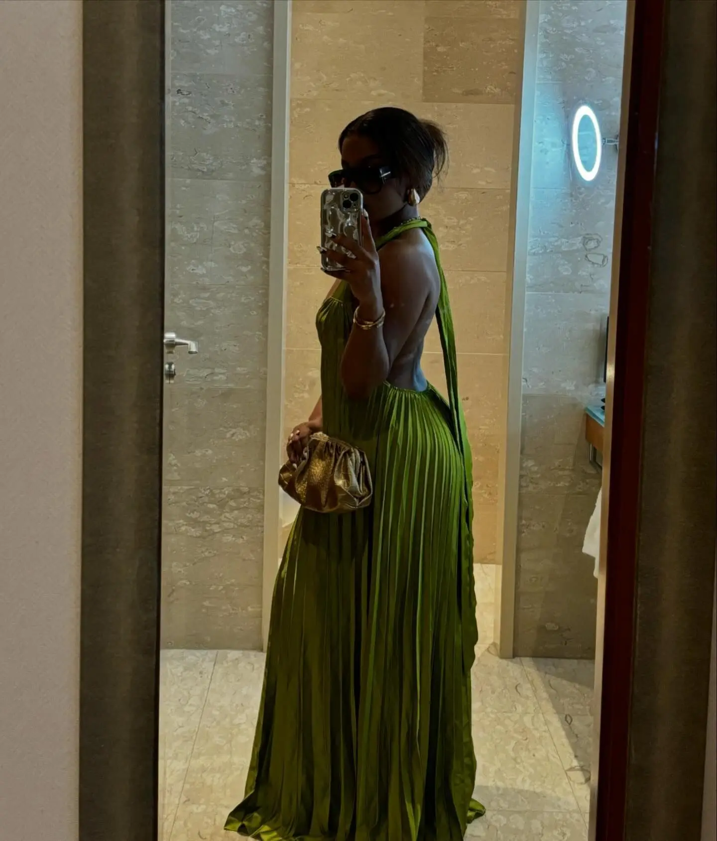 CM.YAYA 2024 Summer Sleeveless V-Neck Halter Floor-Length Long Women Dress Pleated Party Evening Beach Streetwear Maxi Dresses