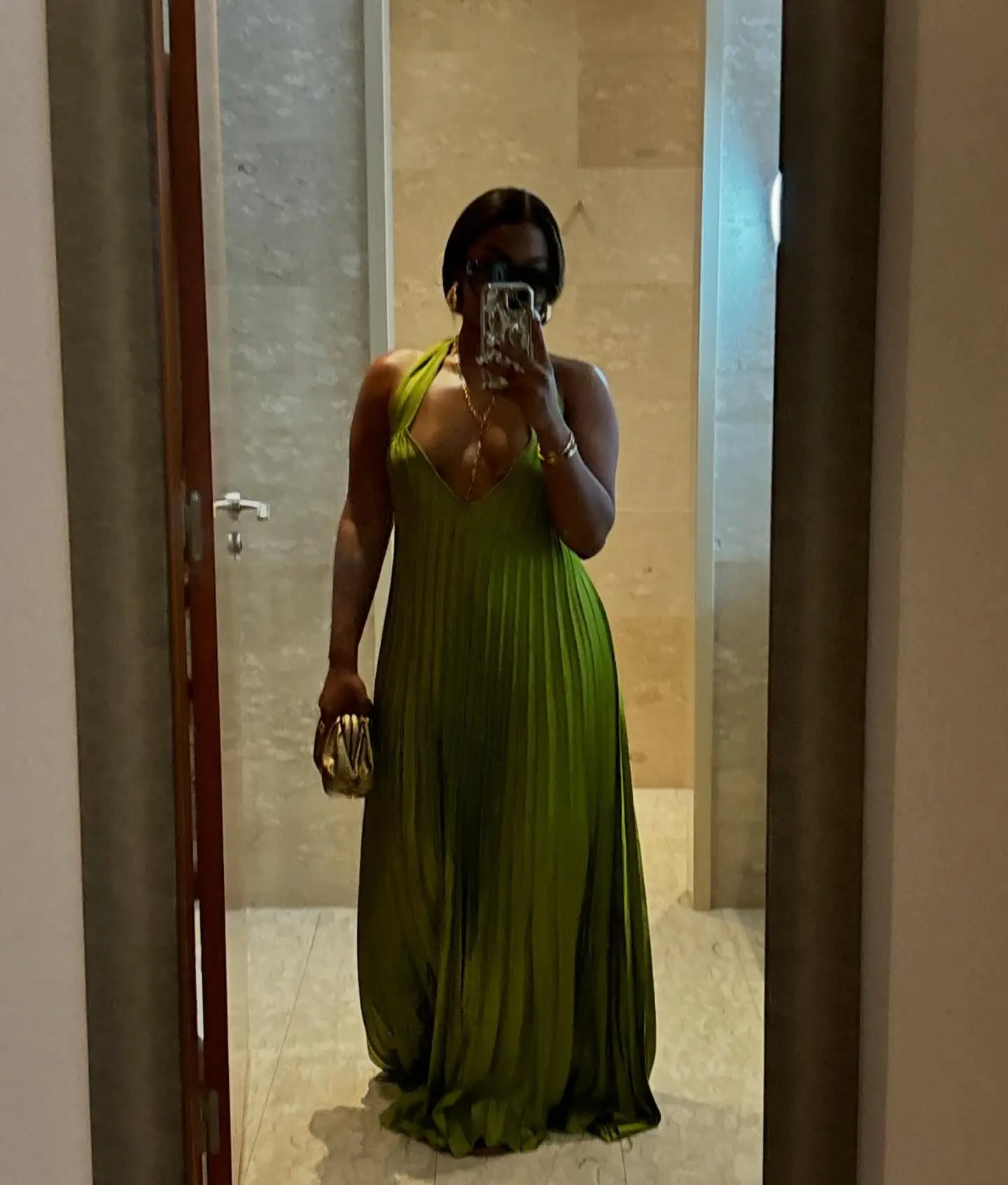 CM.YAYA 2024 Summer Sleeveless V-Neck Halter Floor-Length Long Women Dress Pleated Party Evening Beach Streetwear Maxi Dresses