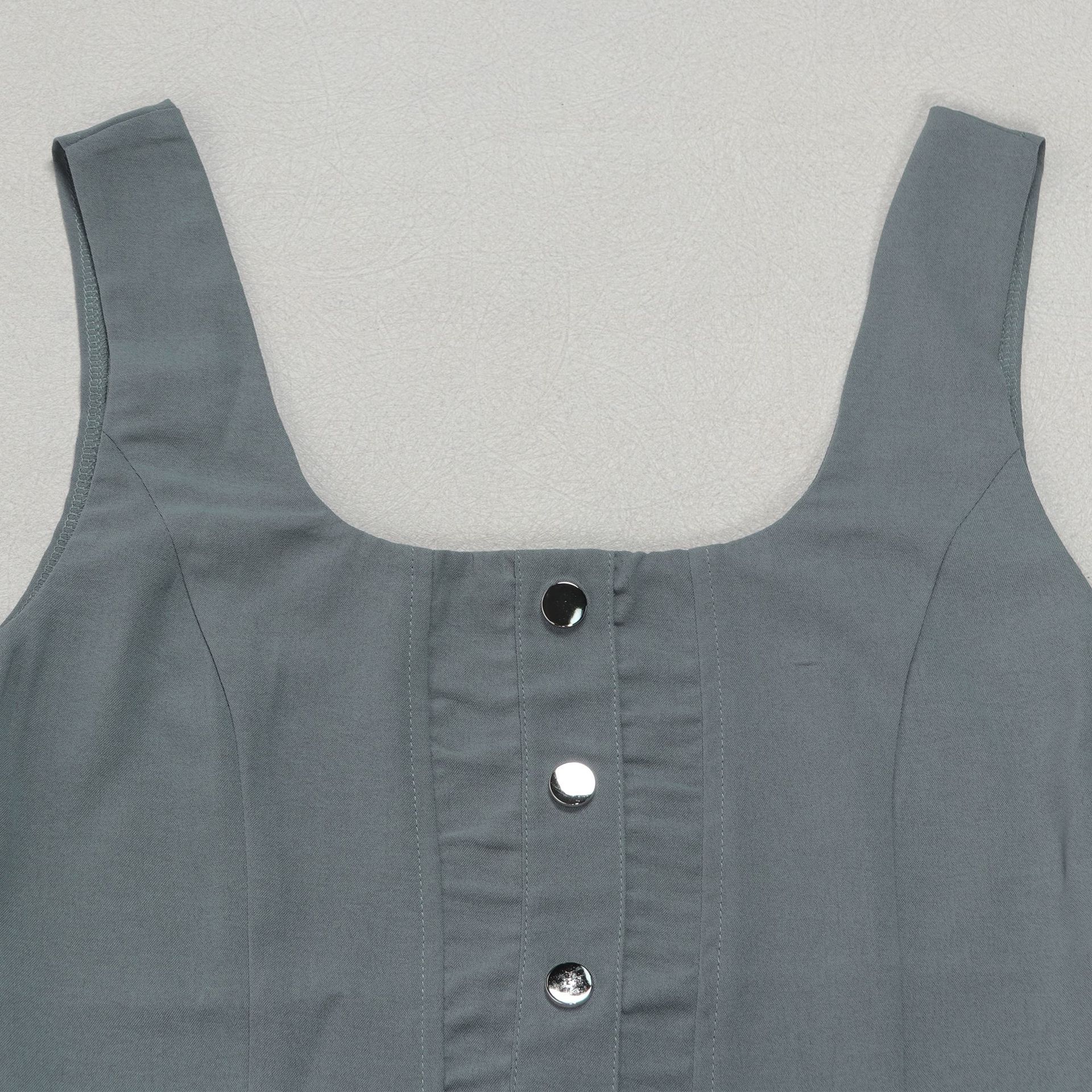 CM.YAYA 2025 Summer O-neck Mult Pockets Cargo Midi Long Dress Women Sleeveless Casual Bodycon Night Club Party Dresses Vestidos