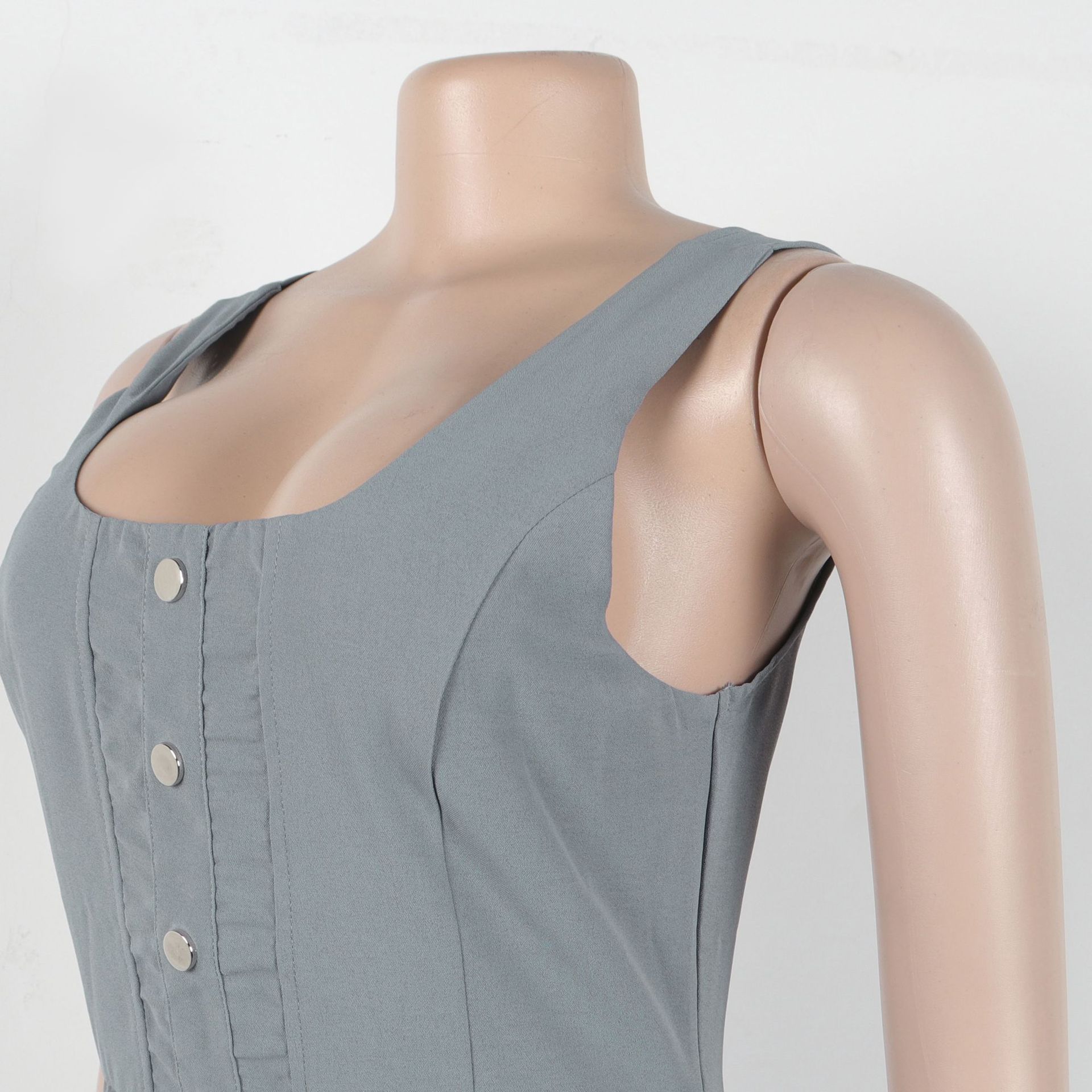 CM.YAYA 2025 Summer O-neck Mult Pockets Cargo Midi Long Dress Women Sleeveless Casual Bodycon Night Club Party Dresses Vestidos