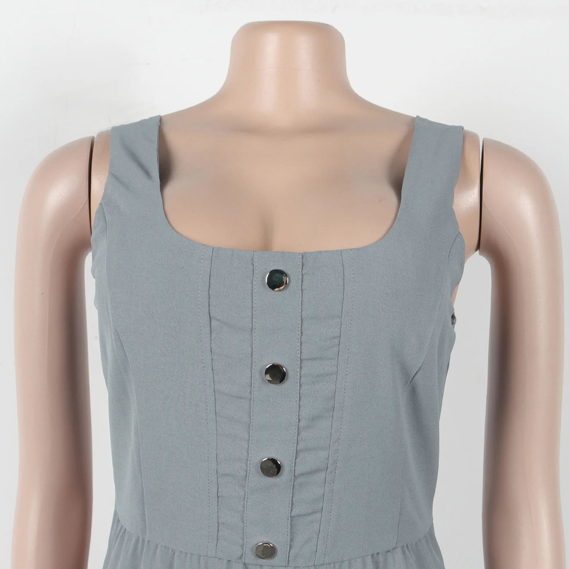 CM.YAYA 2025 Summer O-neck Mult Pockets Cargo Midi Long Dress Women Sleeveless Casual Bodycon Night Club Party Dresses Vestidos