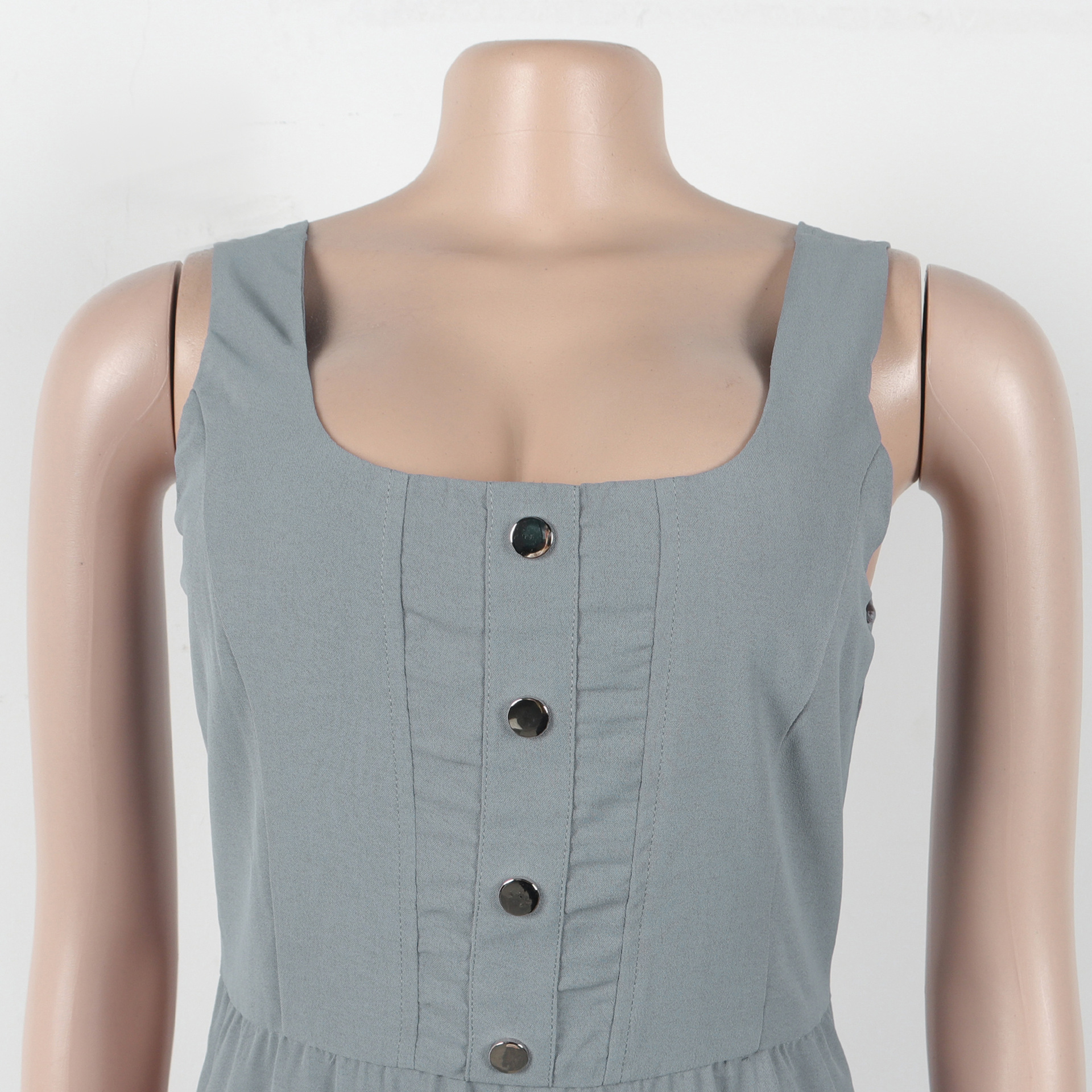 CM.YAYA 2025 Summer O-neck Mult Pockets Cargo Midi Long Dress Women Sleeveless Casual Bodycon Night Club Party Dresses Vestidos