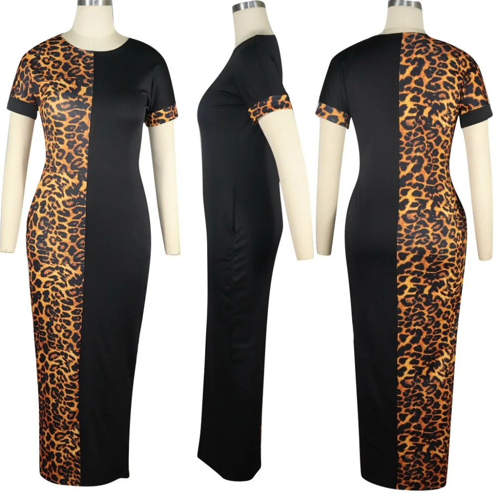 2019 Autumn Summer Women Fashion Leopard Print Bodycon Long Maxi Dress Sexy Club Party Dresses Vestidos  GLLD8600