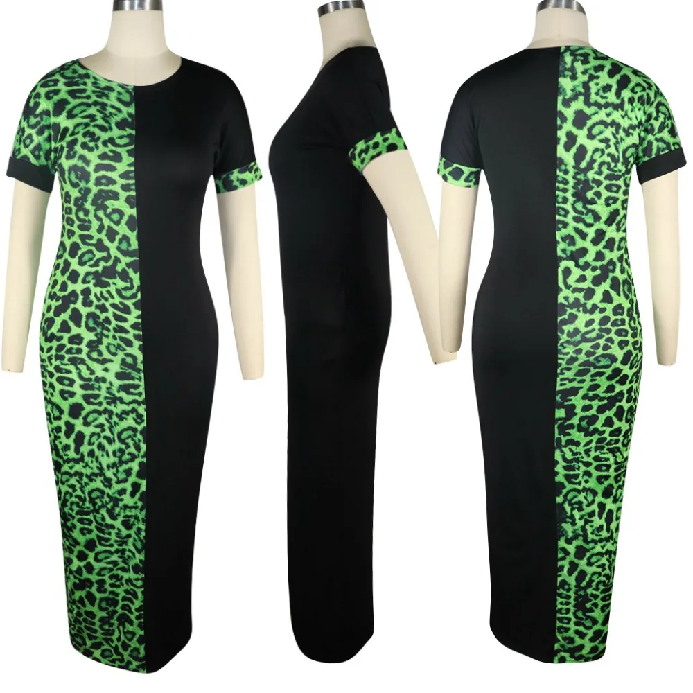 2019 Autumn Summer Women Fashion Leopard Print Bodycon Long Maxi Dress Sexy Club Party Dresses Vestidos  GLLD8600