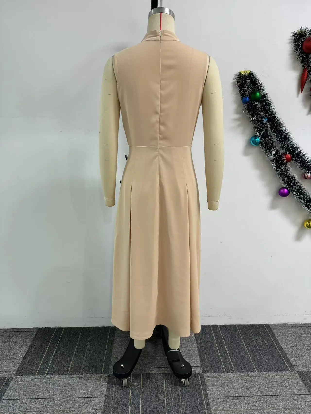 CM.YAYA Women O-neck Elegant Sleeveless Button Long Midi Dress 2025 Summer OL Streetwear Africa Club Big Swing Dresses Vestidos CM.YAYA Women O-neck Elegant Sleeveless Button Long Midi Dress 2025 Summer OL Streetwear Africa Club Big Swing Dresses Vestidos