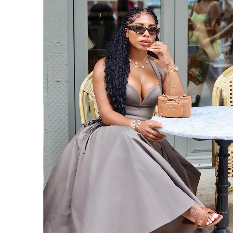 CM.YAYA 2024 Summer Sleeveless Sweet Strapless Slim Halter Floor-Length Long Women Dress Beach Party Evening Sexy Maxi Dresses