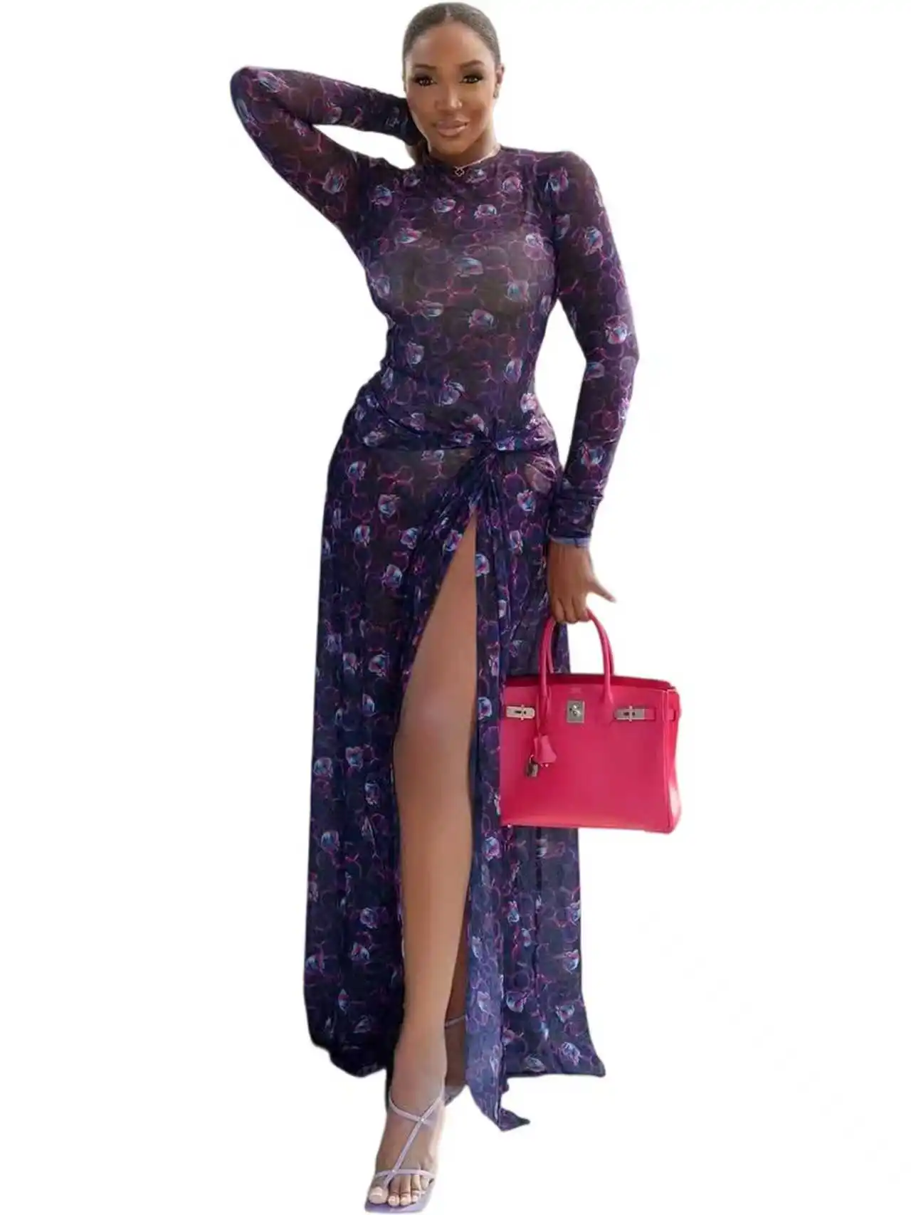 GLCMYAYA Women O-Neck Long Sleeve Print Split Maxi Long Dress 2025 Fall Autumn Evening Party Vacation Birthday Dresses Vestidos GLCMYAYA Women O-Neck Long Sleeve Print Split Maxi Long Dress 2025 Fall Autumn Evening Party Vacation Birthday Dresses Vestidos