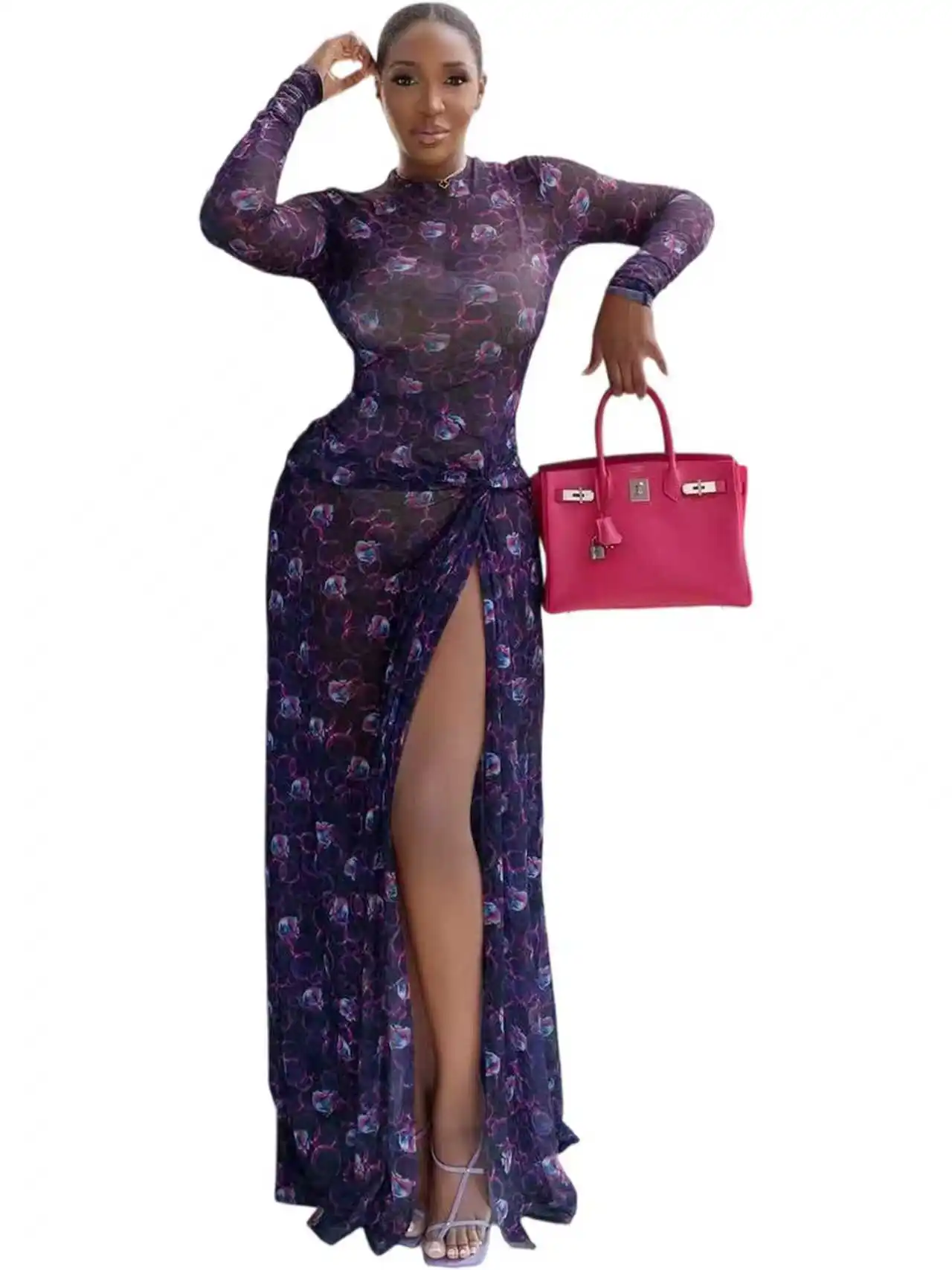 GLCMYAYA Women O-Neck Long Sleeve Print Split Maxi Long Dress 2025 Fall Autumn Evening Party Vacation Birthday Dresses Vestidos GLCMYAYA Women O-Neck Long Sleeve Print Split Maxi Long Dress 2025 Fall Autumn Evening Party Vacation Birthday Dresses Vestidos