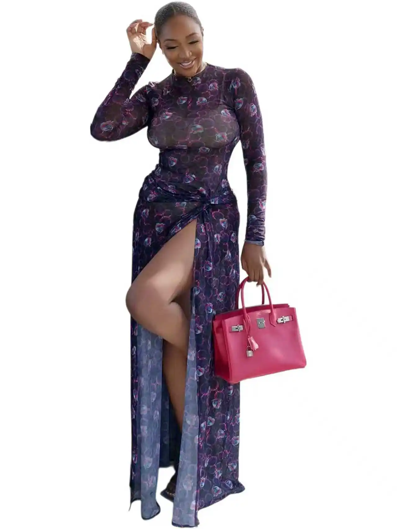 GLCMYAYA Women O-Neck Long Sleeve Print Split Maxi Long Dress 2025 Fall Autumn Evening Party Vacation Birthday Dresses Vestidos GLCMYAYA Women O-Neck Long Sleeve Print Split Maxi Long Dress 2025 Fall Autumn Evening Party Vacation Birthday Dresses Vestidos