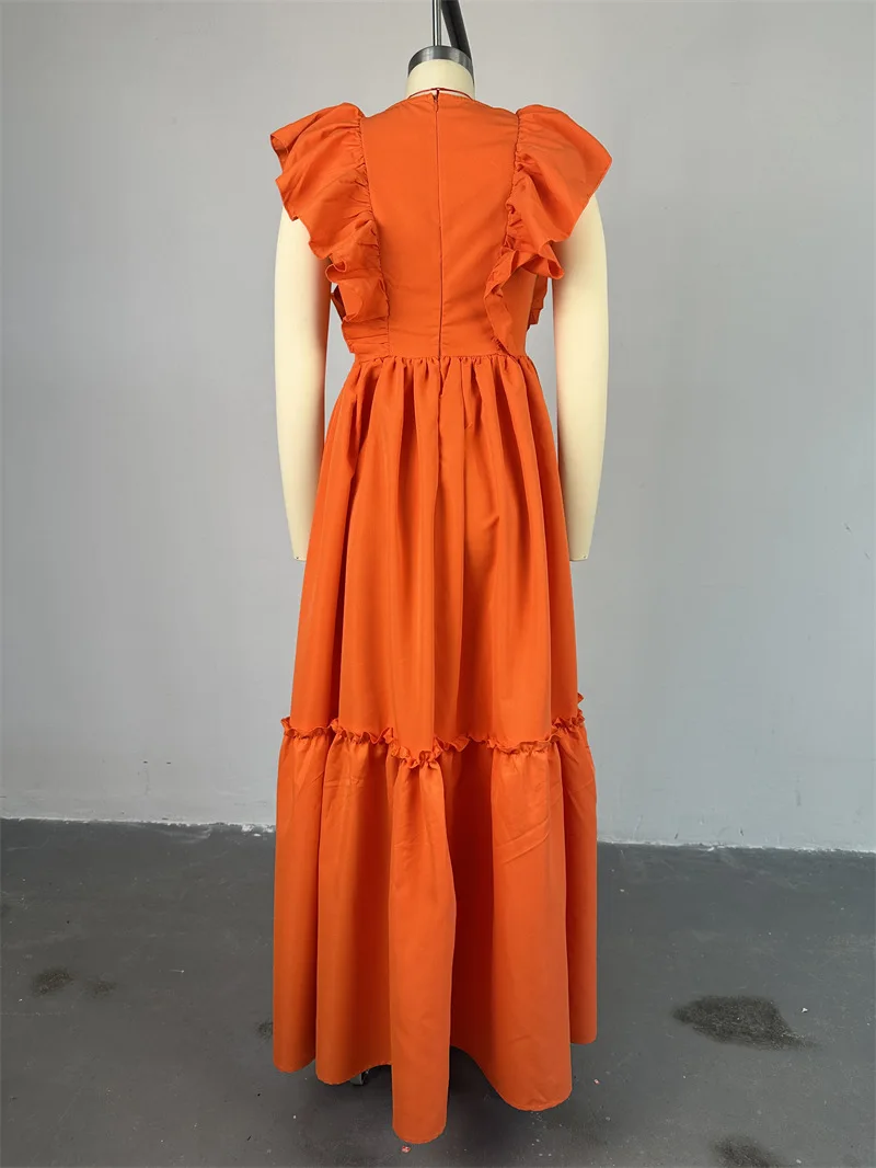 CM.YAYA 2024 Summer Sleeveless Sweet Cute O-Neck Hollow Out Slim Floor-Length Long Women Dress Beach Streetwear Maxi Dresses