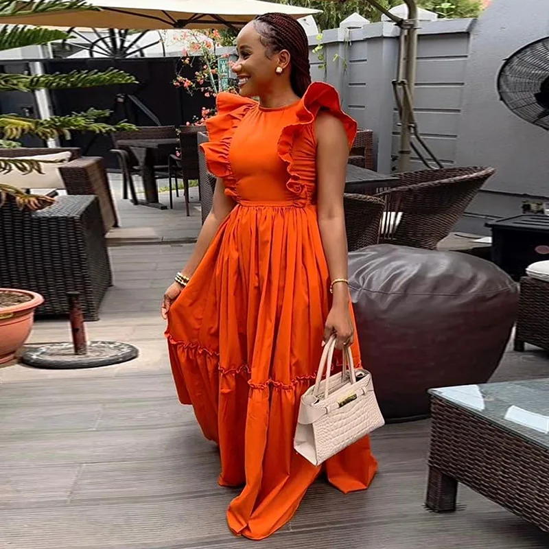 CM.YAYA 2024 Summer Sleeveless Sweet Cute O-Neck Hollow Out Slim Floor-Length Long Women Dress Beach Streetwear Maxi Dresses