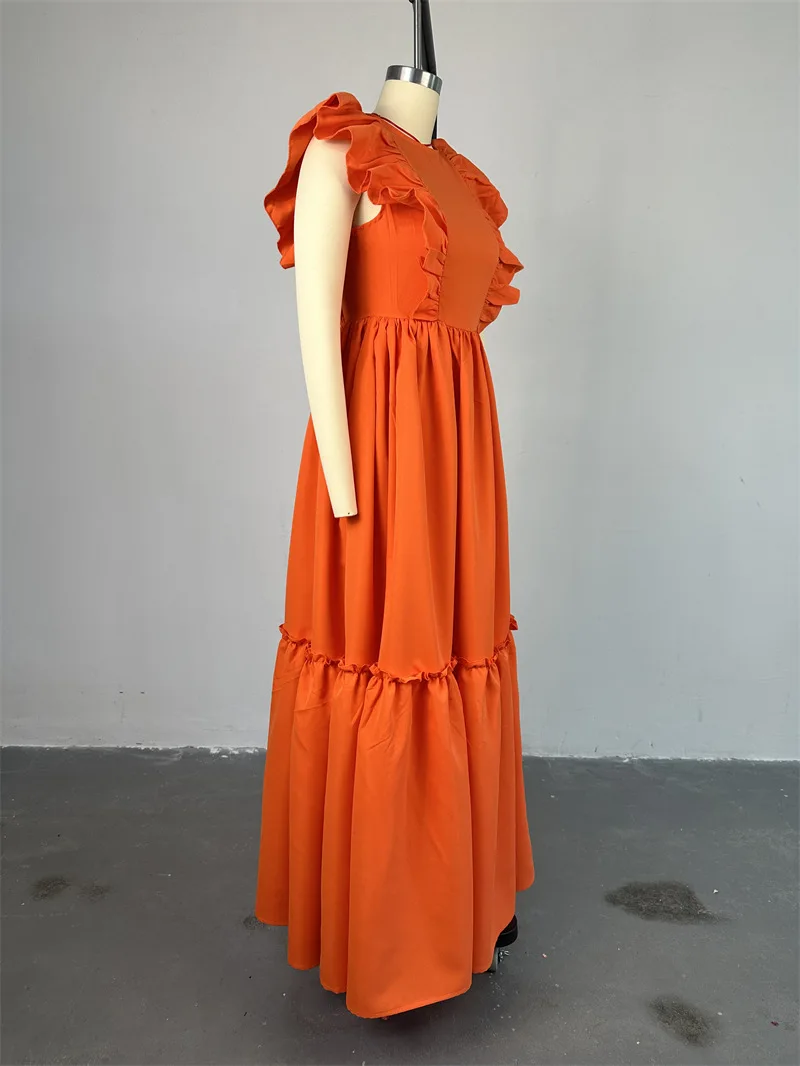 CM.YAYA 2024 Summer Sleeveless Sweet Cute O-Neck Hollow Out Slim Floor-Length Long Women Dress Beach Streetwear Maxi Dresses