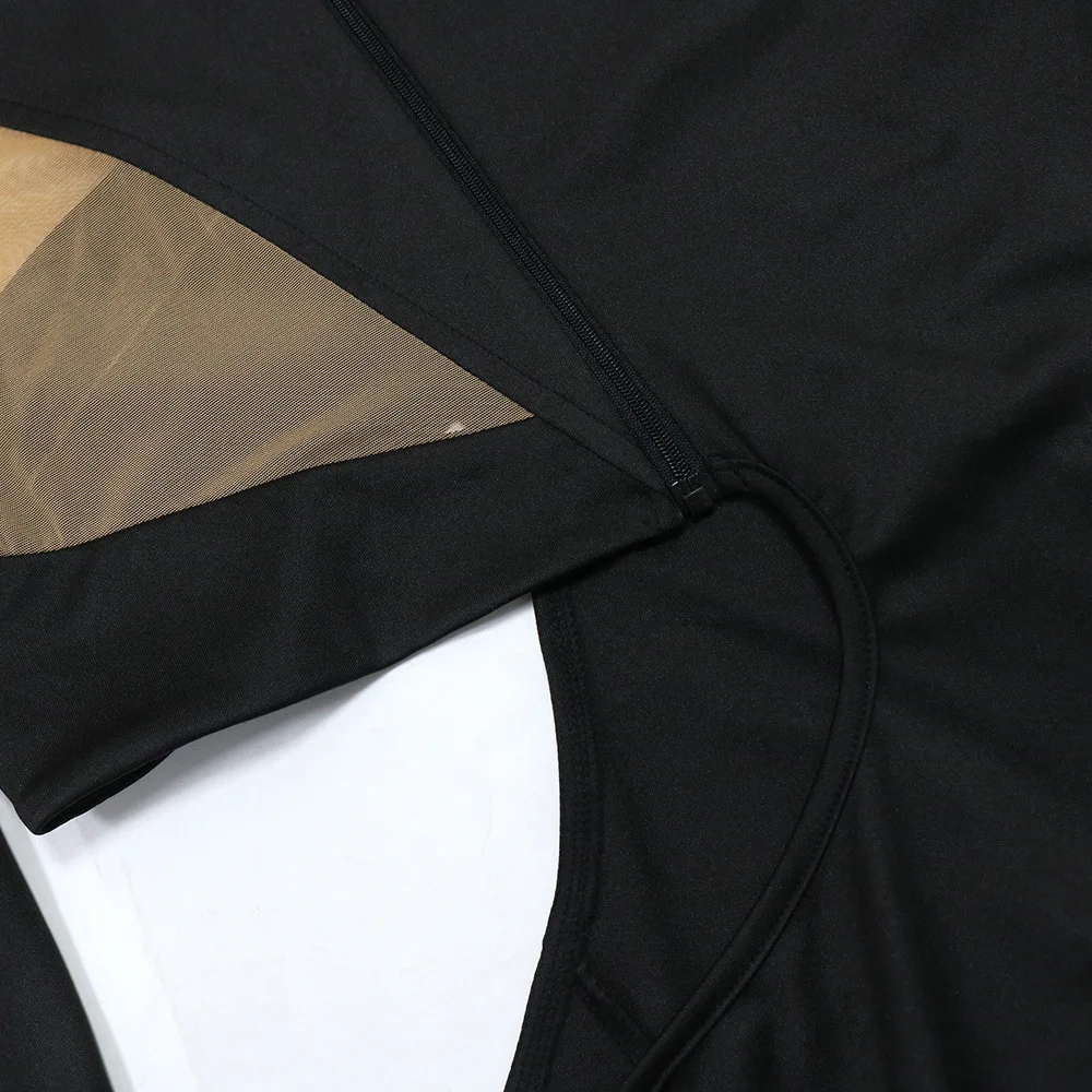 CM.YAYA Women Diamond O-Neck Full Sleeve Bodycon Long Dress Split Summer Streetwear Sexy Vestidos Night Party Evening Dresses