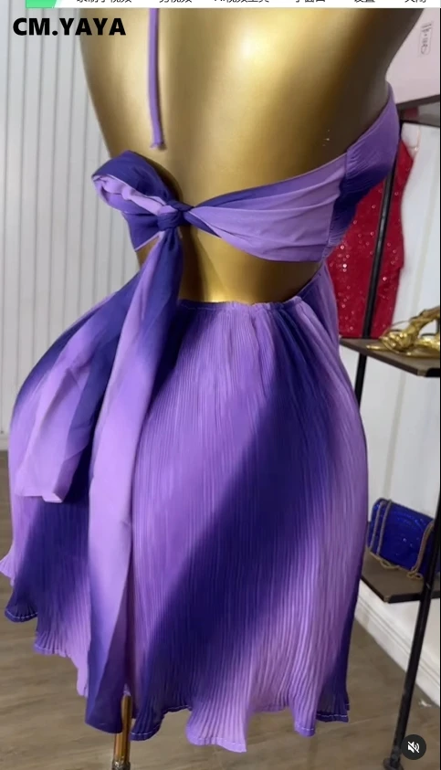 CM.YAYA Women Sleeveless Strap Gradient Printed Big Swing Dress 2025 Beach Holiday Evening Night Party Vestidos Sexy Dresses CM.YAYA Women Sleeveless Strap Gradient Printed Big Swing Dress 2025 Beach Holiday Evening Night Party Vestidos Sexy Dresses