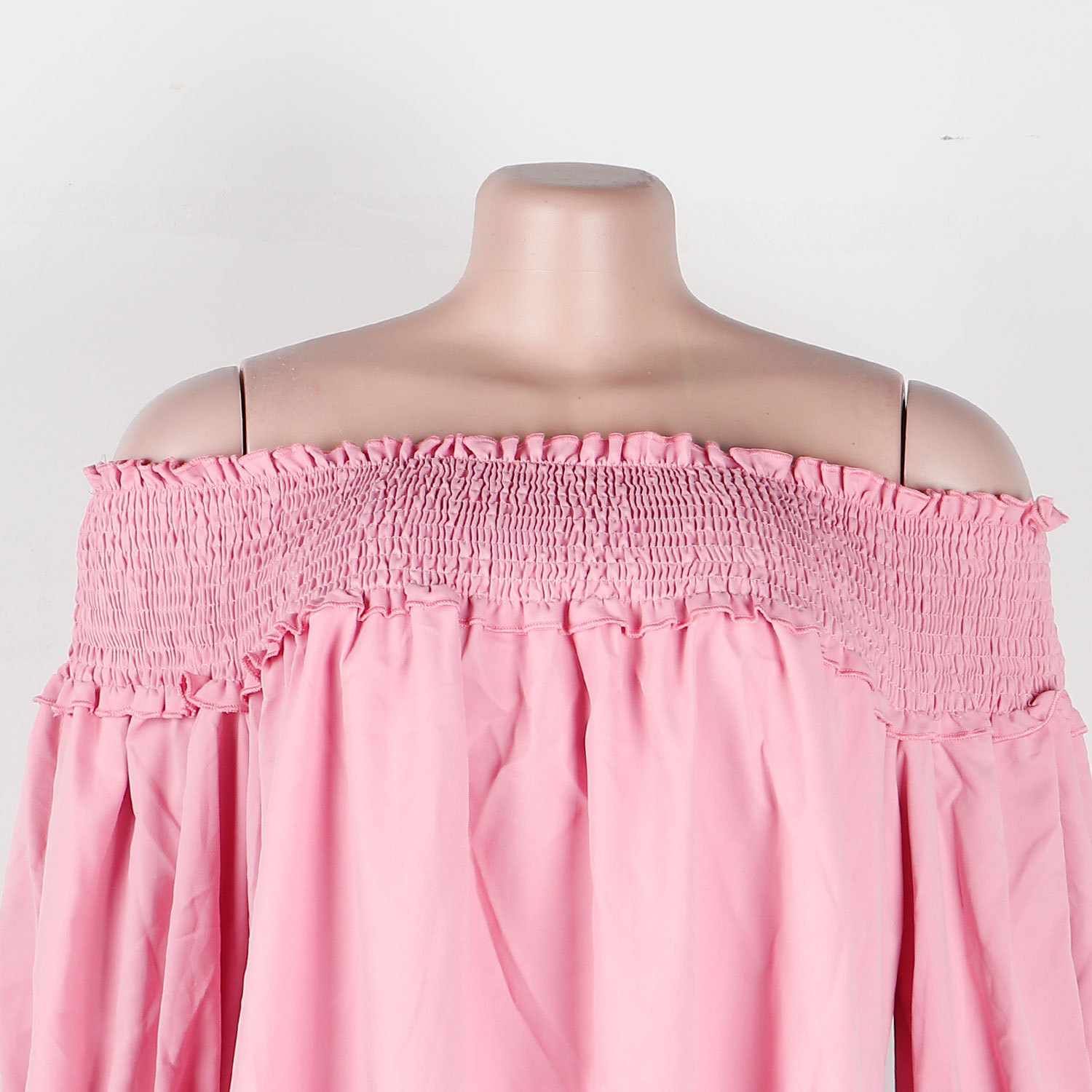 CM.YAYA Chic Women Cascading Ruffles Petal Off Shoulder Long Sleeve Smock Dress 2022 Big Swing Loose Blouse Sundress Vestidos