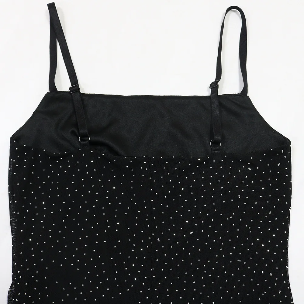 CM.YAYA Women Diamonds Hot Rhinestones Strap Bodycon Mermaid Long Maxi Dress 2025 Birthday Night Club Party Vestido Sexy Dresses