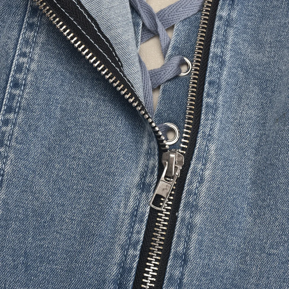 CM.YAYA Women Strapless Denim Washed Bodycon Lady Up Ruffles Mini Dress 2024 Summer Street Beach Night Club Dresses Vestidos