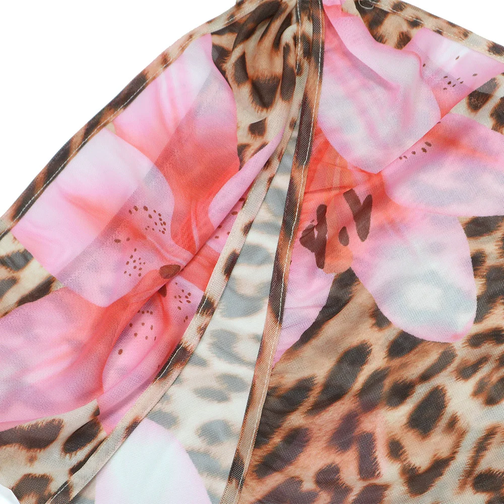 CM.YAYA Women Floral Leopsrd Printed Sleeveless High Side Split Long Maxi Dress 2025 Skew Collar Sexy Birthday Party Dresses