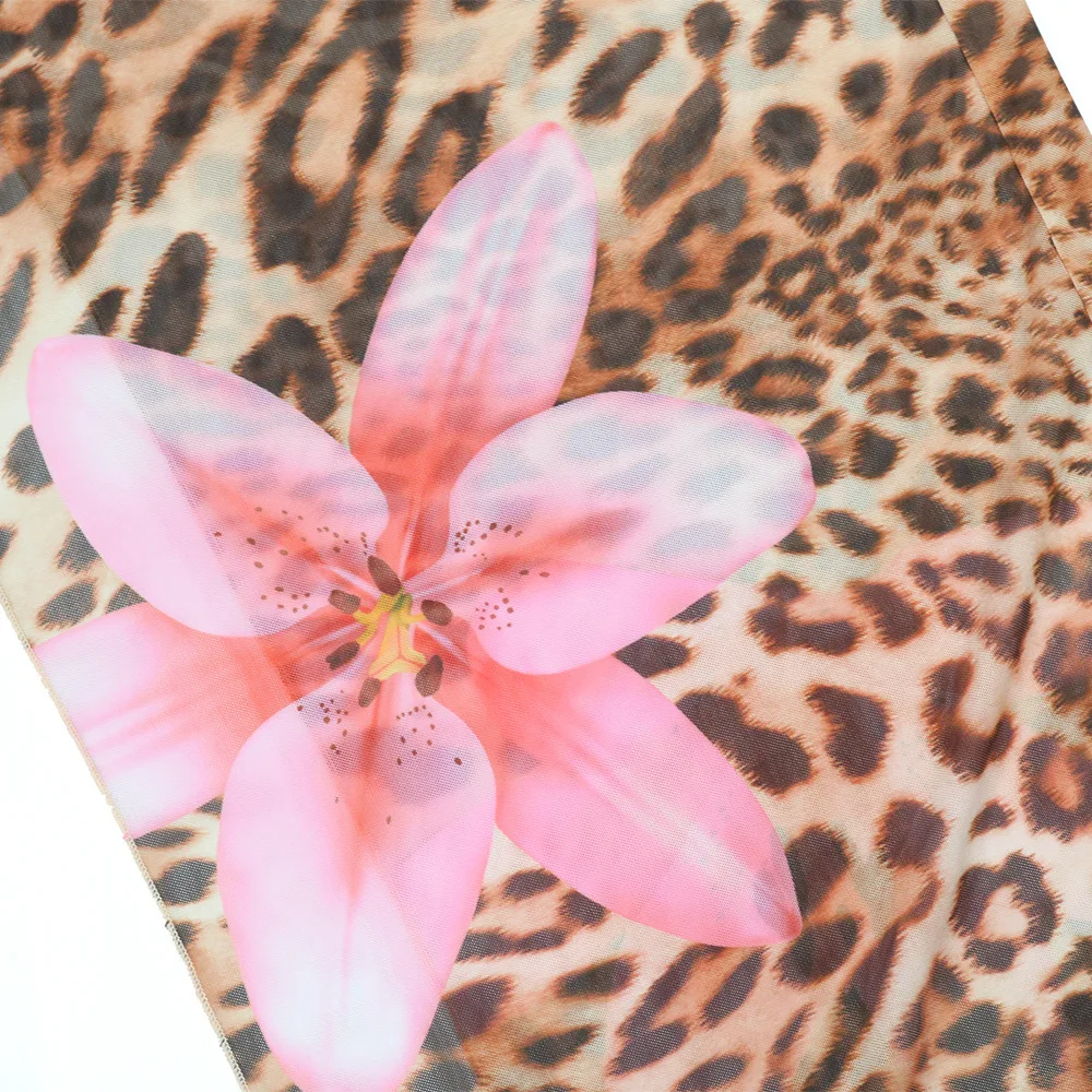 CM.YAYA Women Floral Leopsrd Printed Sleeveless High Side Split Long Maxi Dress 2025 Skew Collar Sexy Birthday Party Dresses