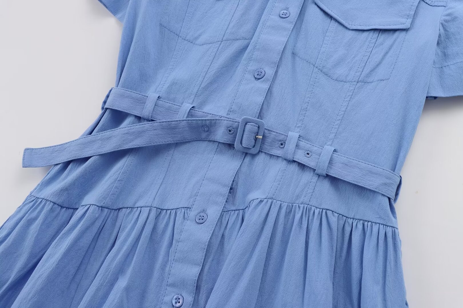 CM.YAYA Women Short Sleeve Single Breasted Belt Long Maxi Dress 2025 Street Birthday Evening Sexy Party Shirt Dresses Vestidos