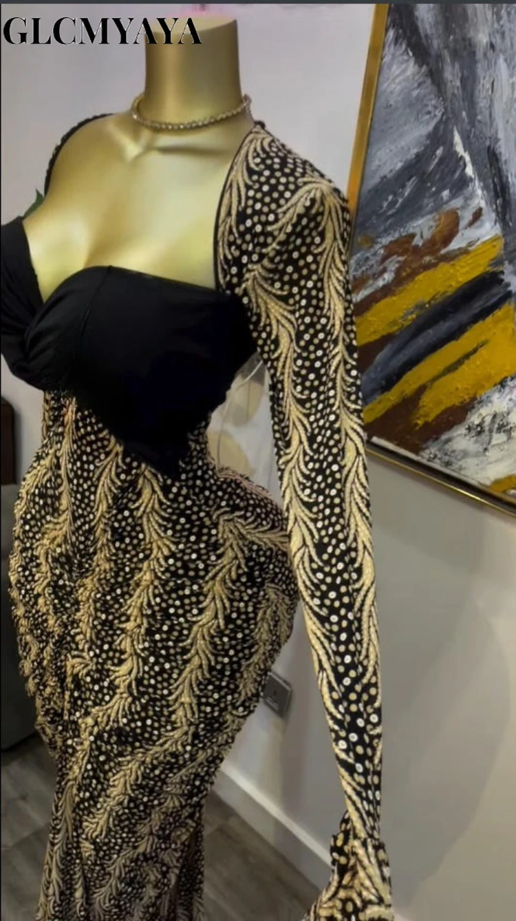 GLCMYAYA Women Printed Flare Long Sleeve Patchwork Ruched Stacked Maxi Long Dress 2025 Vacation Party Birthday Dresses Vestidos