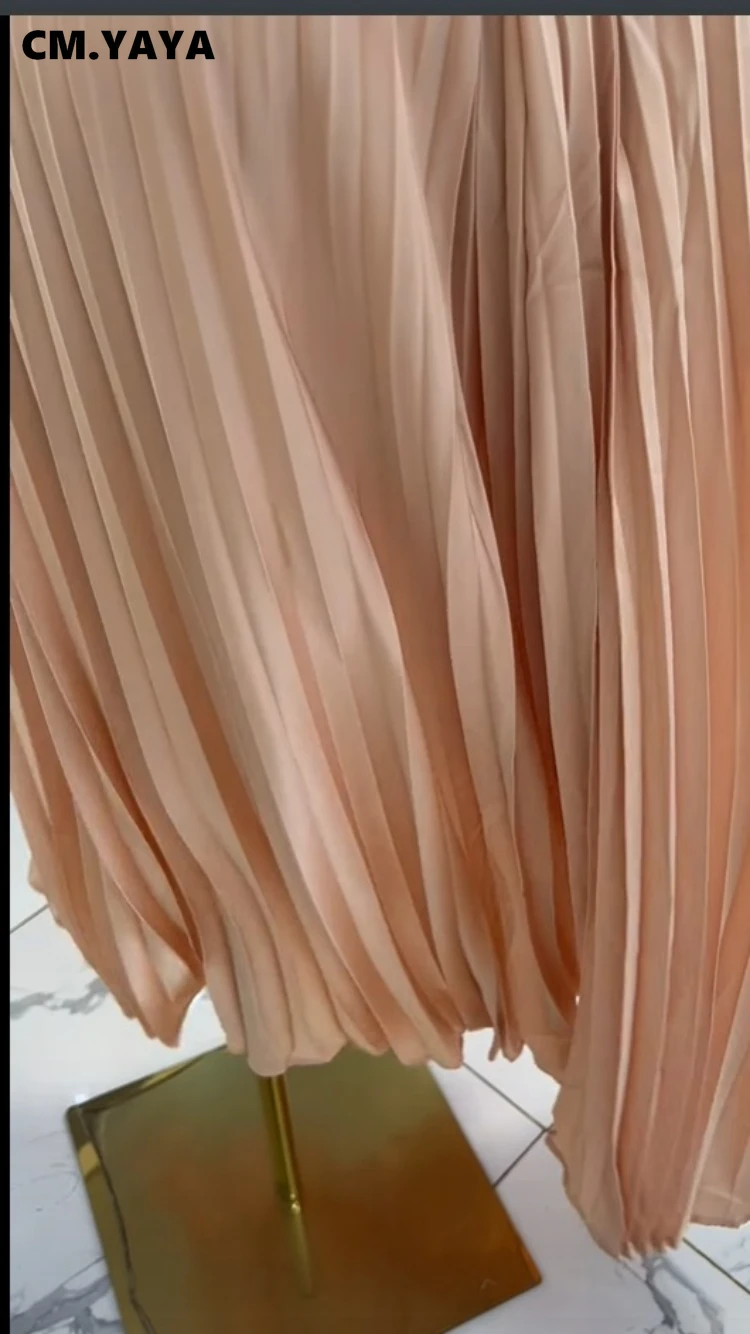 CM.YAYA Women Halter Neck Sleeveless Cutout Back Pleated A-line Maxi Long Dress Summer Birthday Vacation Beach Holiday Dresses CM.YAYA Women Halter Neck Sleeveless Cutout Back Pleated A-line Maxi Long Dress Summer Birthday Vacation Beach Holiday Dresses