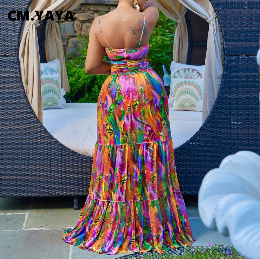 CMYAYA Elegant Women Spaghetti Strap Cutout Waist High Waist Big Swing Fit and Flare Maxi Long Dress 2022 Beach Sexy Boho Dress CMYAYA Elegant Women Spaghetti Strap Cutout Waist High Waist Big Swing Fit and Flare Maxi Long Dress 2022 Beach Sexy Boho Dress
