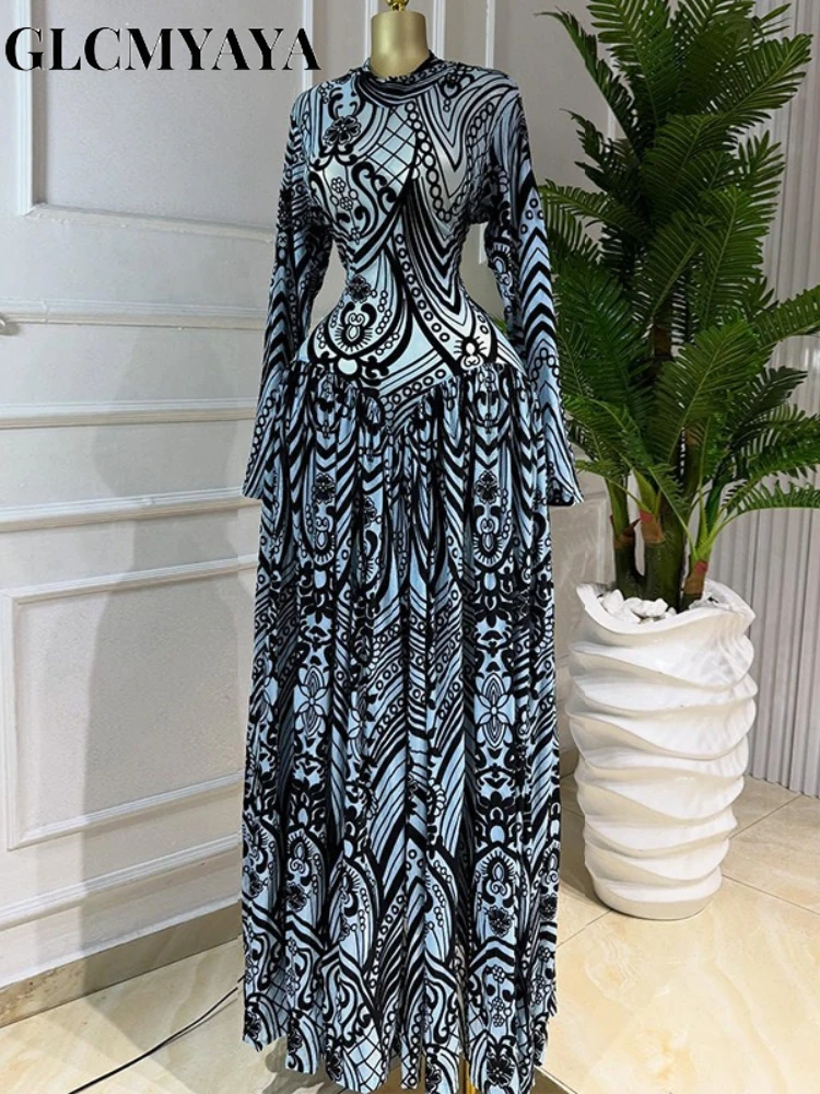 CM.YAYA Women Print Round Neckline Long Sleeve Long Maxi Dress 2026 Spring Evening Party Education Vacation Dresses Vestidos CM.YAYA Women Print Round Neckline Long Sleeve Long Maxi Dress 2026 Spring Evening Party Education Vacation Dresses Vestidos