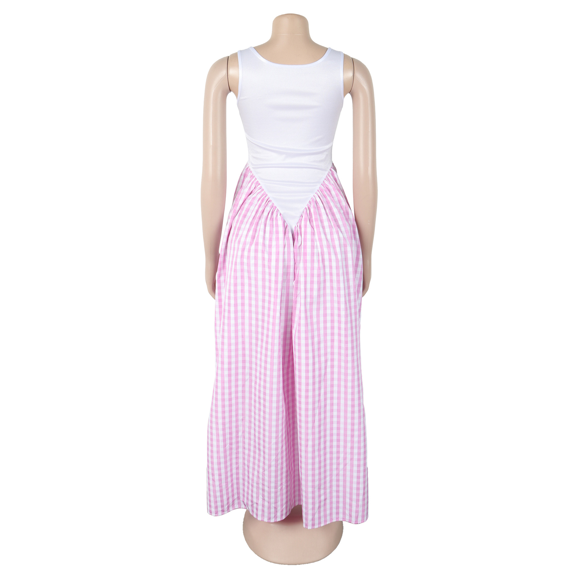 CM.YAYA Women Plaid Print U-Neck Sleeveless Tank Long Dress 2025 Summer Beach Holiday Birthday Sexy Club Party Evening Dresses