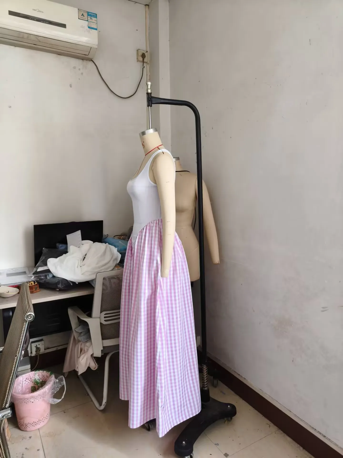 CM.YAYA Women Plaid Print U-Neck Sleeveless Tank Long Dress 2025 Summer Beach Holiday Birthday Sexy Club Party Evening Dresses