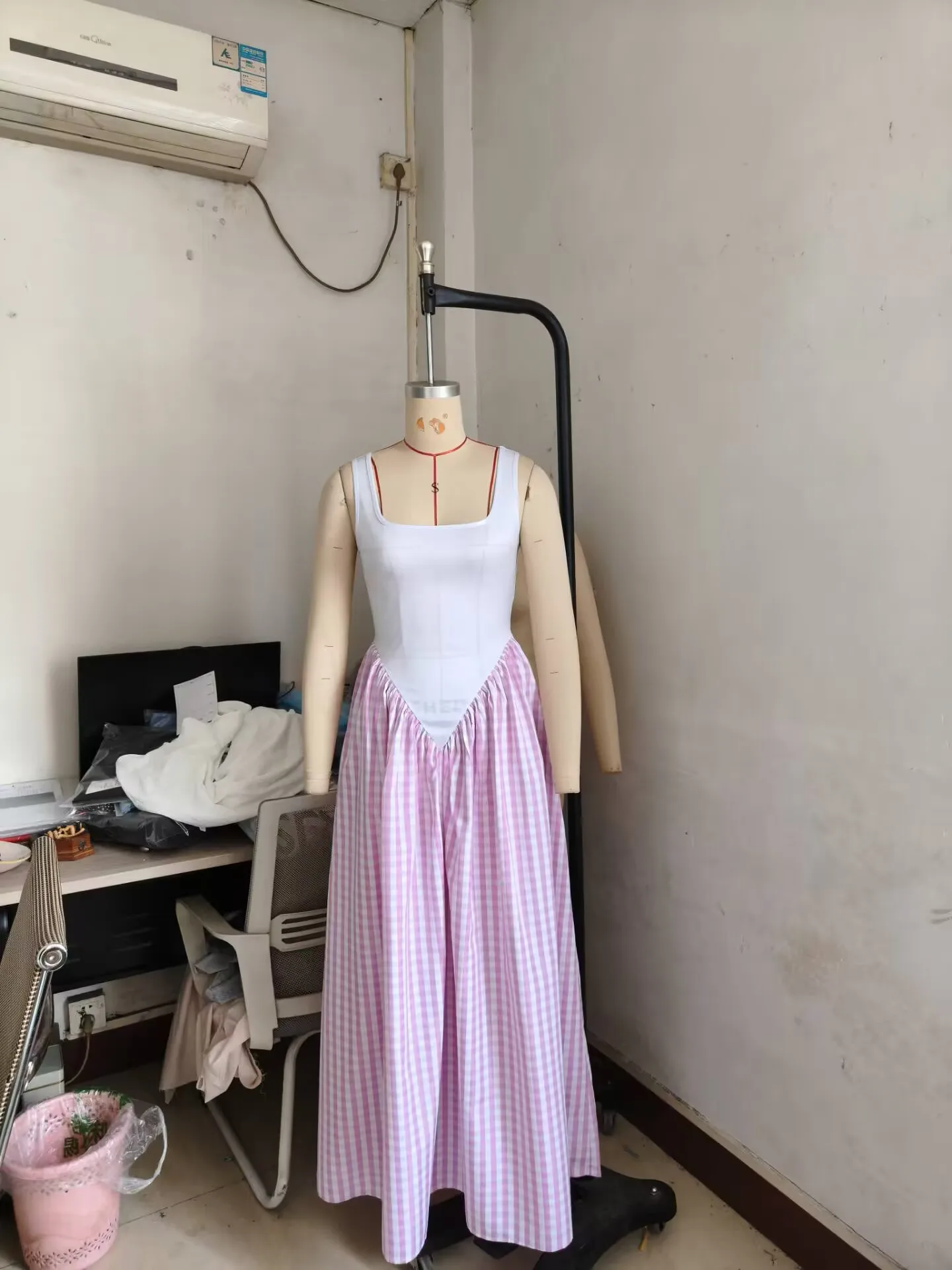 CM.YAYA Women Plaid Print U-Neck Sleeveless Tank Long Dress 2025 Summer Beach Holiday Birthday Sexy Club Party Evening Dresses