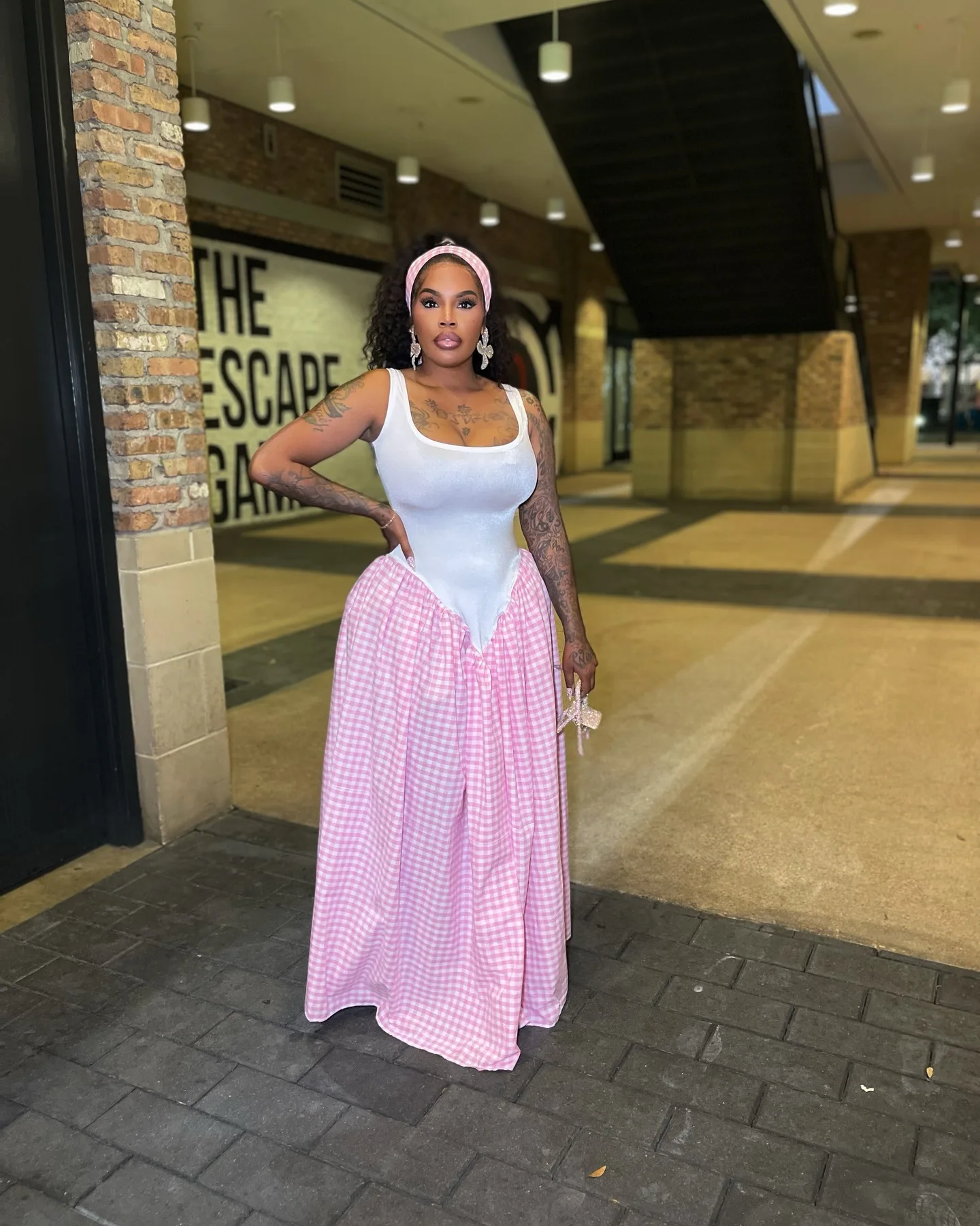 CM.YAYA Women Plaid Print U-Neck Sleeveless Tank Long Dress 2025 Summer Beach Holiday Birthday Sexy Club Party Evening Dresses