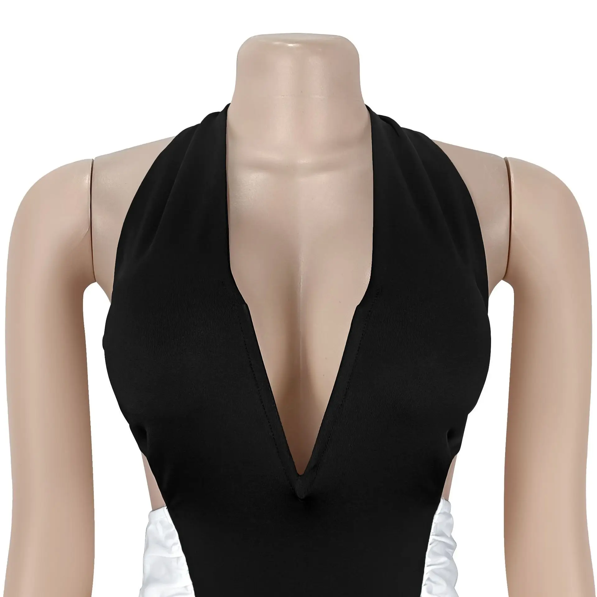 GLCMYAYA Women V-neck Sleeveless Halter Ruched Mermaid Long Dress 2026 Street Birthday Evening Sexy Party Maxi Dresses Vestidos