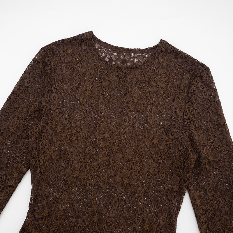 CM.YAYA Women Lace Patchwork Long Sleeve Stacked Ruched Midi Formal Dress 2026 Education Party Cocktail Street Fashion Dresses