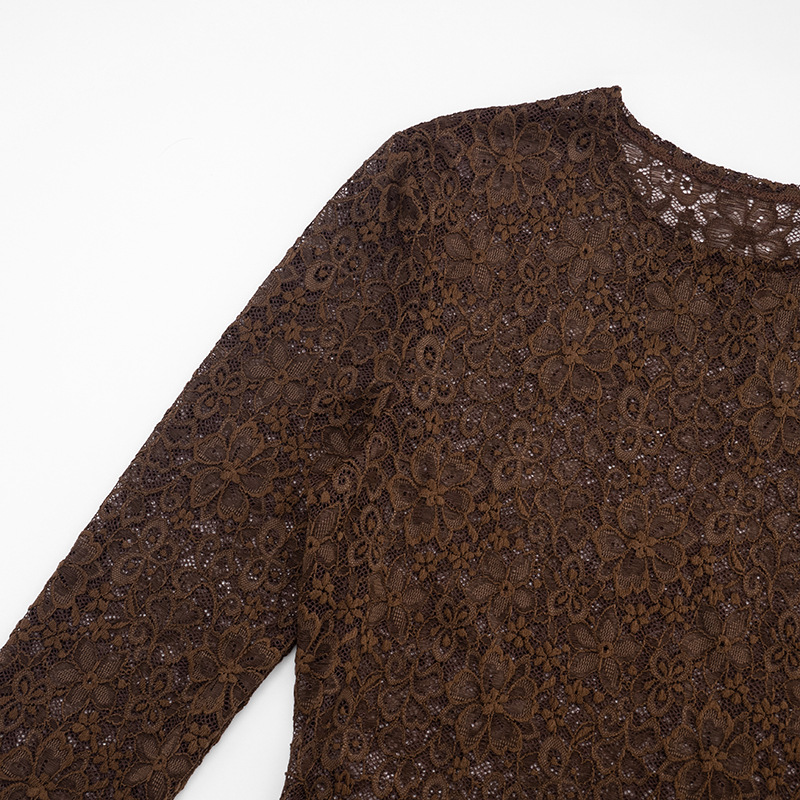 CM.YAYA Women Lace Patchwork Long Sleeve Stacked Ruched Midi Formal Dress 2026 Education Party Cocktail Street Fashion Dresses