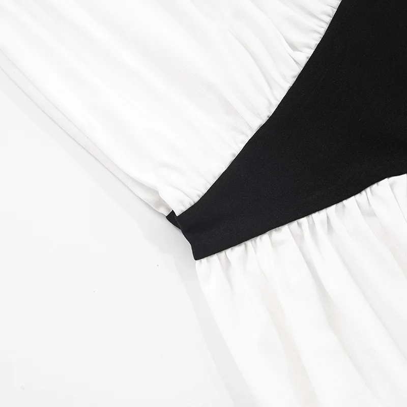 GLCMYAYA Women Dinner Party Elegant Black White Patchwork Pleat Mini Midi Dress Sexy Off-the-shoulder Slim Dresses Streetwear GLCMYAYA Women Dinner Party Elegant Black White Patchwork Pleat Mini Midi Dress Sexy Off-the-shoulder Slim Dresses Streetwear