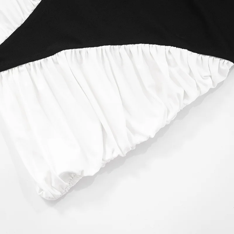 GLCMYAYA Women Dinner Party Elegant Black White Patchwork Pleat Mini Midi Dress Sexy Off-the-shoulder Slim Dresses Streetwear GLCMYAYA Women Dinner Party Elegant Black White Patchwork Pleat Mini Midi Dress Sexy Off-the-shoulder Slim Dresses Streetwear