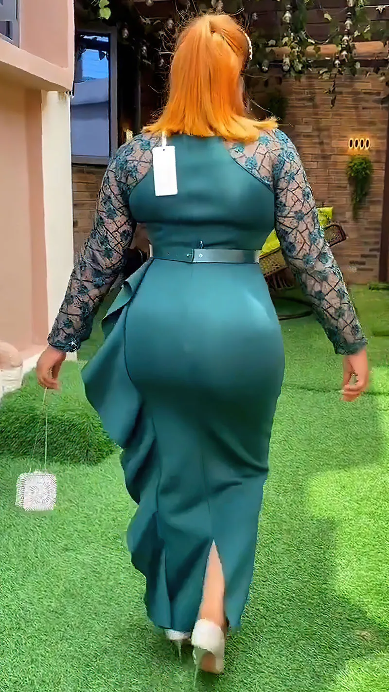 CM.YAYA Women O-neck Full Sleeve Lace Ruffles High Waist Long Maxi Dress 2024 Vestidos Sexy Hot Drilling Africa Party Dresses CM.YAYA Women O-neck Full Sleeve Lace Ruffles High Waist Long Maxi Dress 2024 Vestidos Sexy Hot Drilling Africa Party Dresses