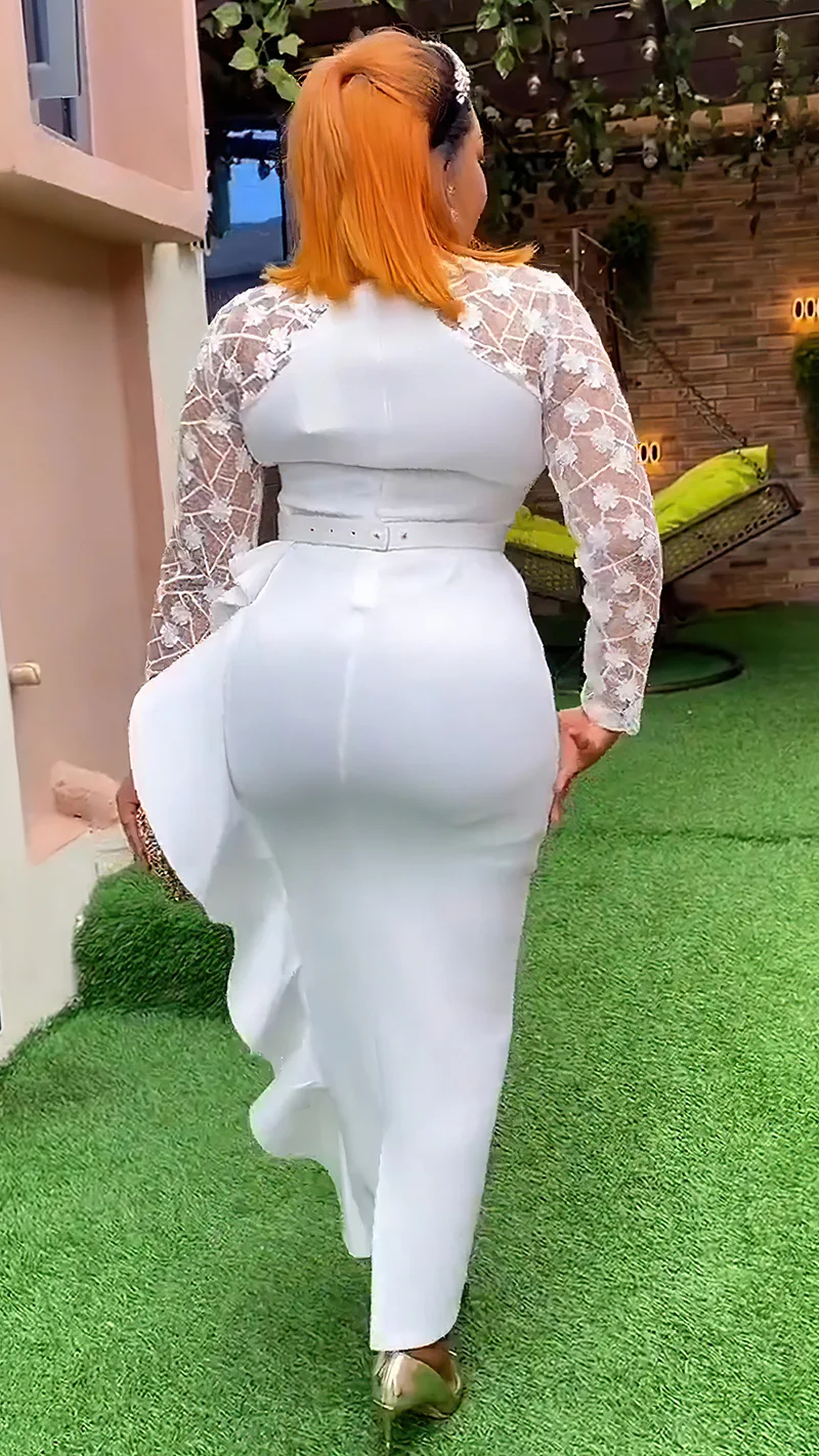 CM.YAYA Women O-neck Full Sleeve Lace Ruffles High Waist Long Maxi Dress 2024 Vestidos Sexy Hot Drilling Africa Party Dresses CM.YAYA Women O-neck Full Sleeve Lace Ruffles High Waist Long Maxi Dress 2024 Vestidos Sexy Hot Drilling Africa Party Dresses