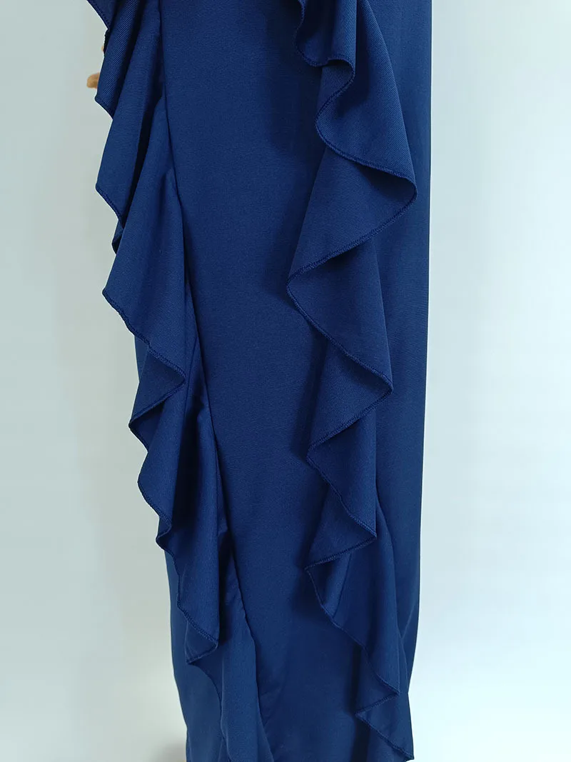 CM.YAYA Women O-neck Full Sleeve Lace Ruffles High Waist Long Maxi Dress 2024 Vestidos Sexy Hot Drilling Africa Party Dresses