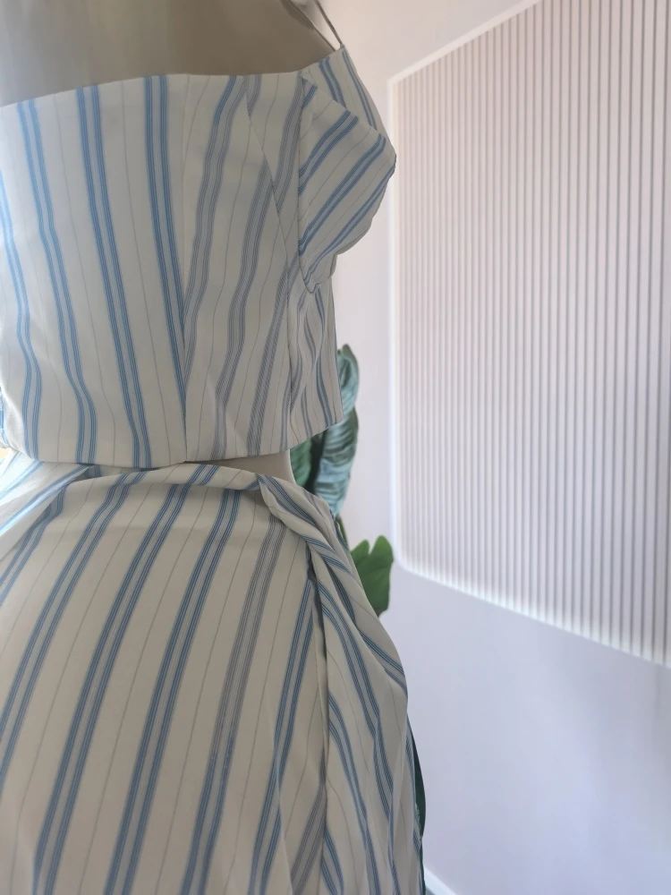 CM.YAYA Women Sleeveless Striped Printed Strap Mini Tank Tops and A-line Maxi Skirts Suit 2025 Summer Holiday Two 2 Piece Sets CM.YAYA Women Sleeveless Striped Printed Strap Mini Tank Tops and A-line Maxi Skirts Suit 2025 Summer Holiday Two 2 Piece Sets