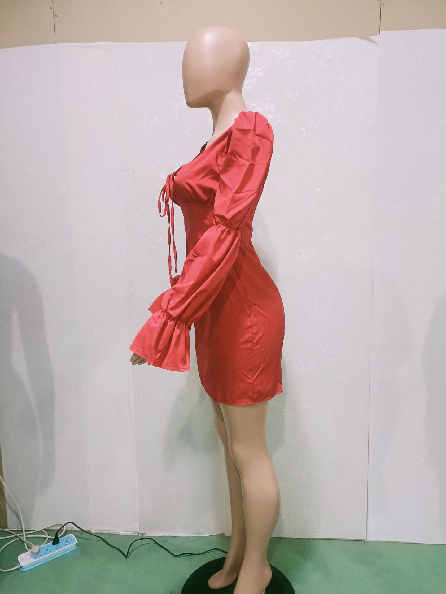 CM.YAYA Women Mini Dress Solid Full Puff Sleeve Square Collar Bandage Stretchy Bodycon Dresses Sexy Fashion Vestidos Summer 2021 CM.YAYA Women Mini Dress Solid Full Puff Sleeve Square Collar Bandage Stretchy Bodycon Dresses Sexy Fashion Vestidos Summer 2021