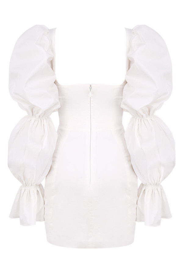 CM.YAYA Women Mini Dress Solid Full Puff Sleeve Square Collar Bandage Stretchy Bodycon Dresses Sexy Fashion Vestidos Summer 2021 CM.YAYA Women Mini Dress Solid Full Puff Sleeve Square Collar Bandage Stretchy Bodycon Dresses Sexy Fashion Vestidos Summer 2021